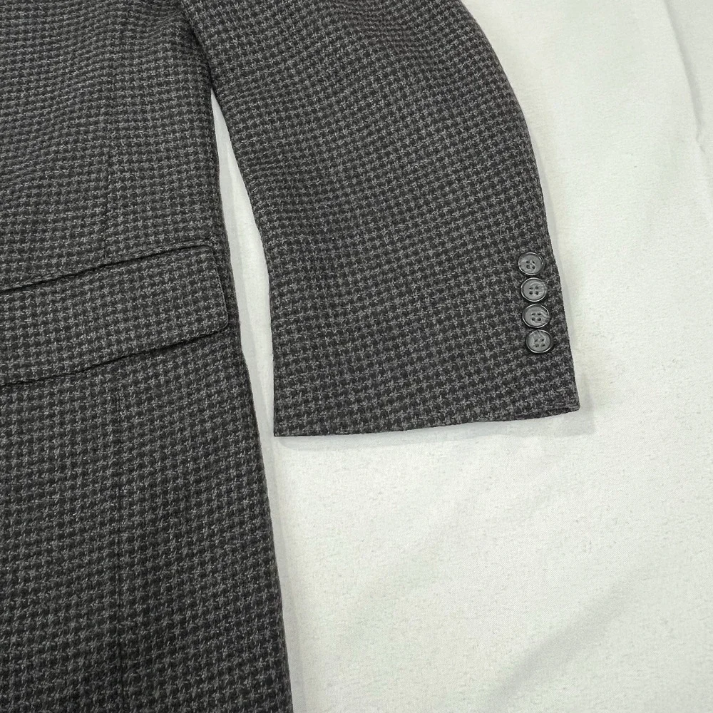 Gianfranco Ruffini Italy Blazer 100% Wool Dark Tan Gray Houndstooth Mens SZ 44R‎